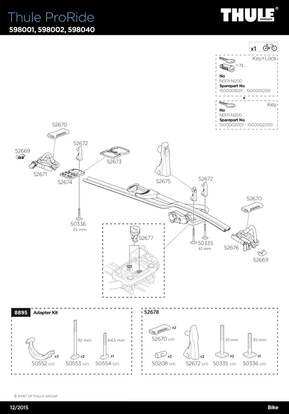 2x Thule ProRide 598 + 2x Thule 984