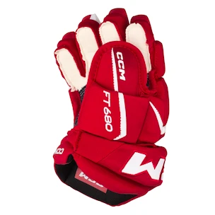 Hokejske rokavice CCM JetSpeed FT680 Red/White Senior 15 palcev