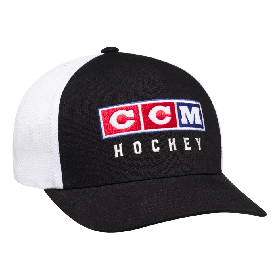 Kapa s ščitnikom CCM Vintage Fall Meshback Trucker Black Senior