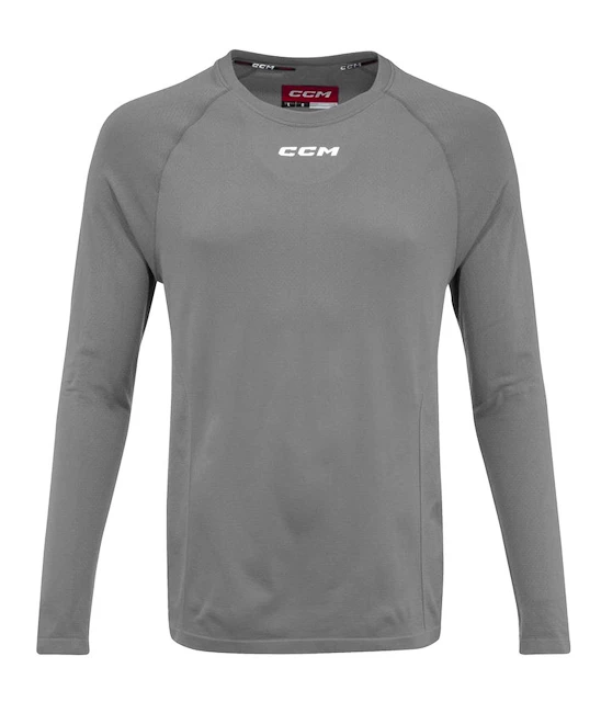 Kompresijska majica CCM  LS Premium Training Tee Dark Grey Heathered Senior