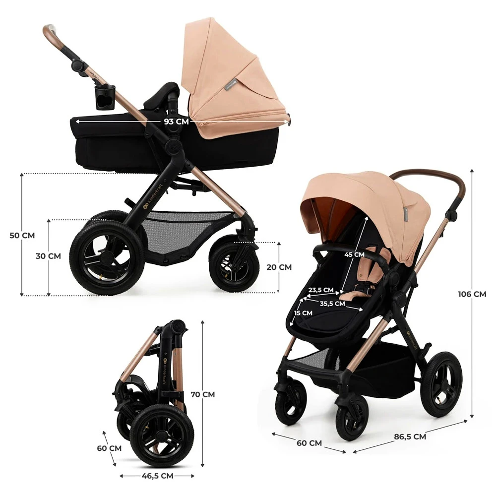 Mestni otroški voziček Kinderkraft Moov 2 Air 3In1 Sand Beige