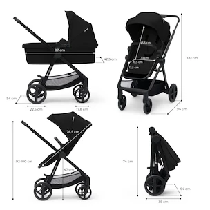 Mestni otroški voziček Kinderkraft Newly 3In1 Classic Black + Mink Pro