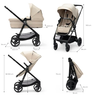 Mestni otroški voziček Kinderkraft Newly 3In1 Sand Beige + Mink Pro