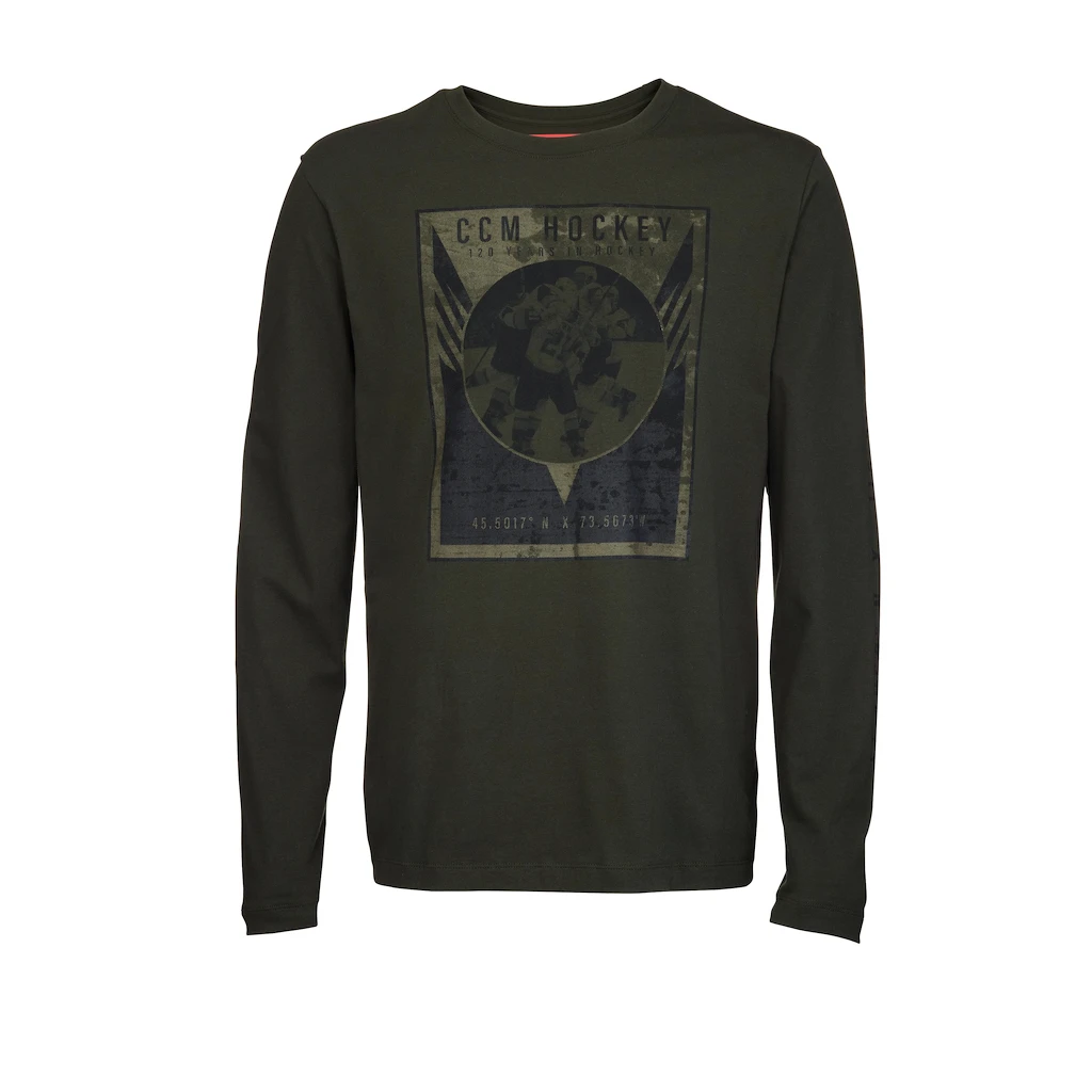 Moška majica CCM Nostalgia POSTER L/S TEE Senior M, zelena