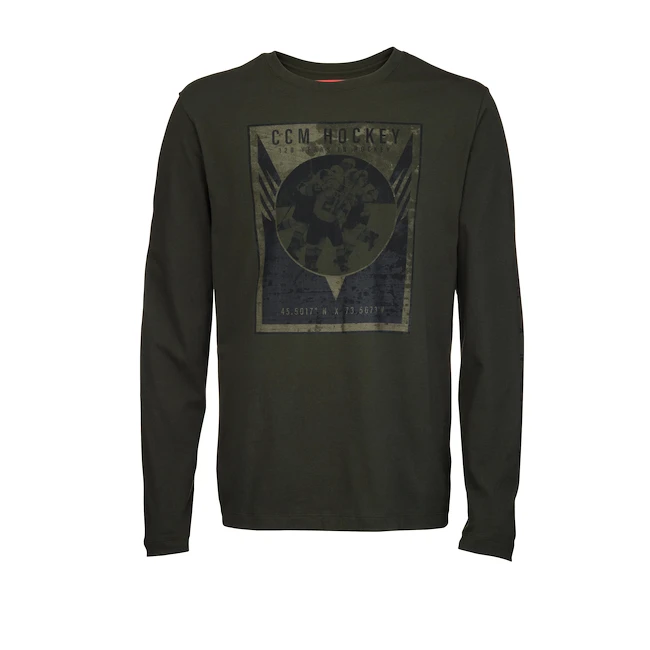 Moška majica CCM Nostalgia POSTER L/S TEE Senior M, zelena