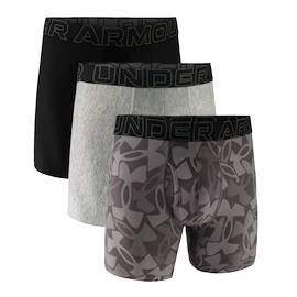 Moške boksarice Under Armour Perf Tech Print 6in 3Pack Castlerock Heather