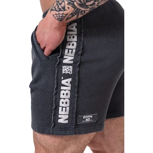 Moške kratke hlače Nebbia NEBBIA x OLYMPIA Washed Sweat Shorts LEGEND 786 black L