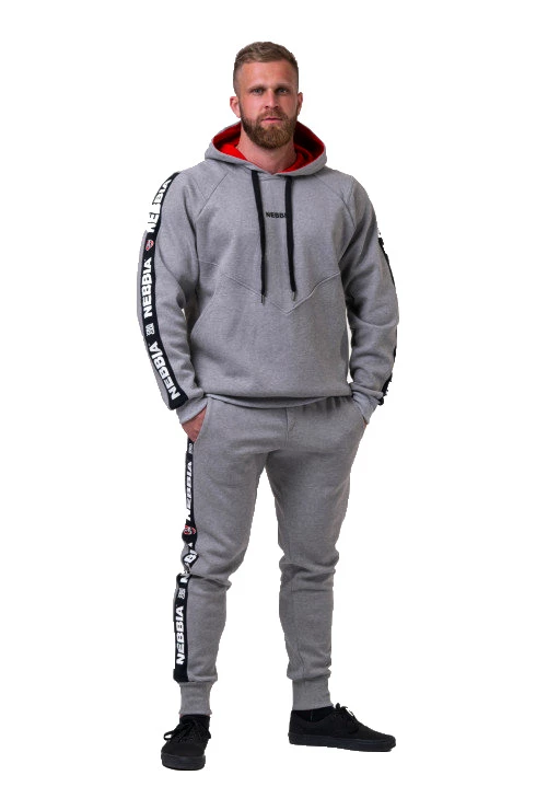 Moški pulover Nebbia  Unlock the Champion hoodie 194 light grey XXL
