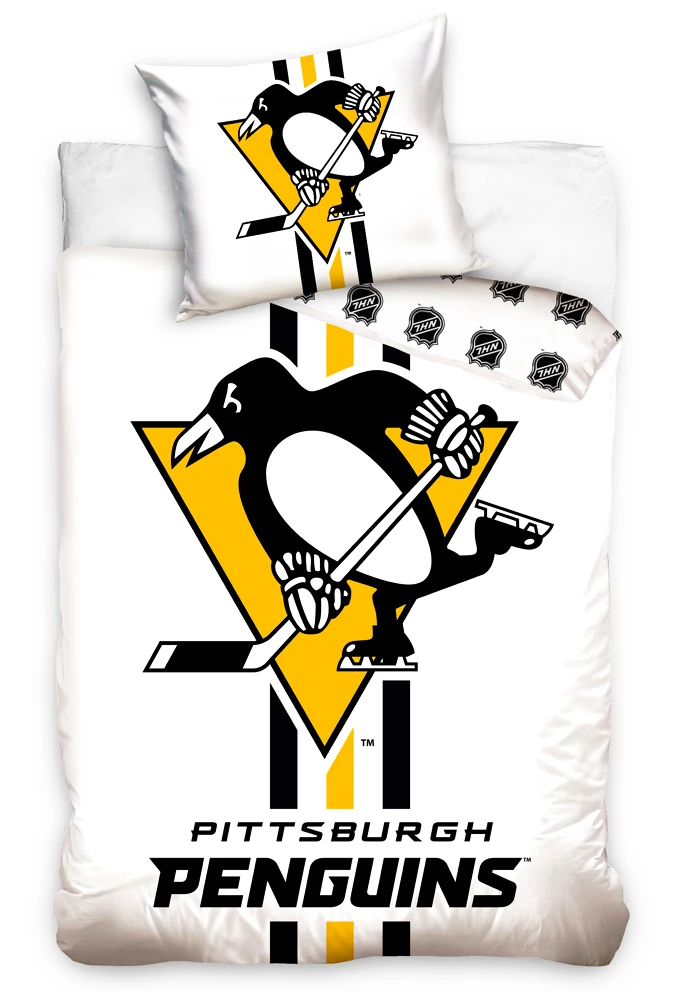 Posteljnina Official Merchandise NHL Bed Linen NHL Pittsburgh Penguins White