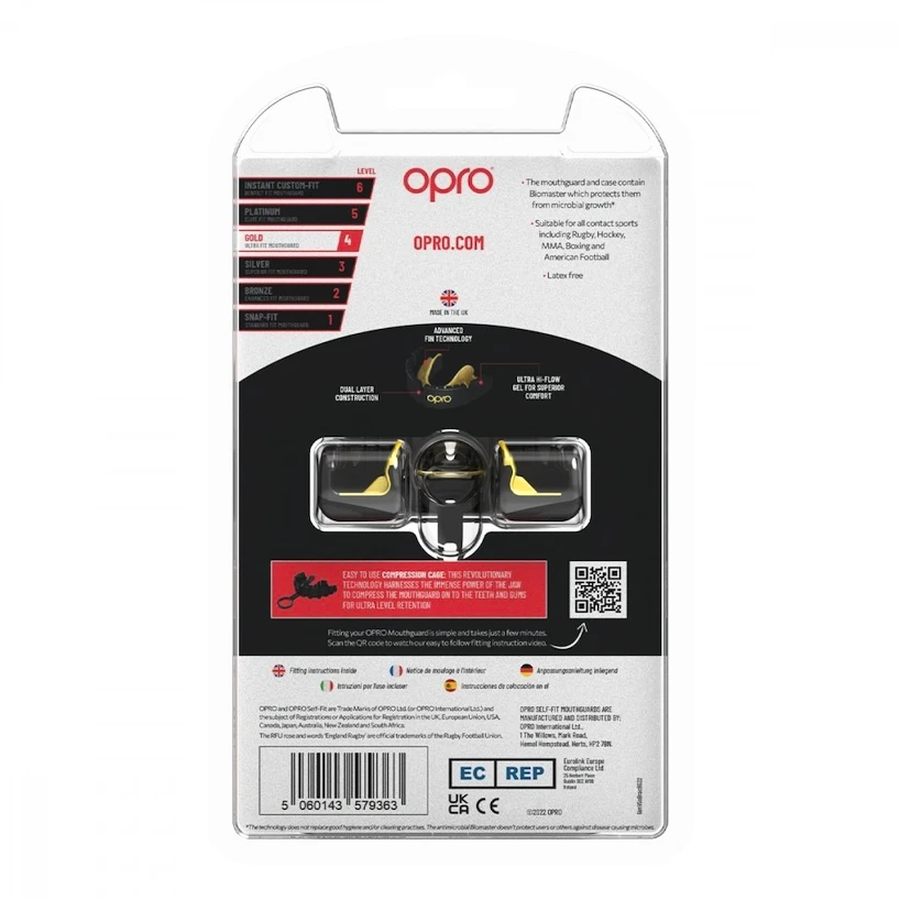Ščitnik za zobe Opro  GOLD BRACES Black/Gold Senior