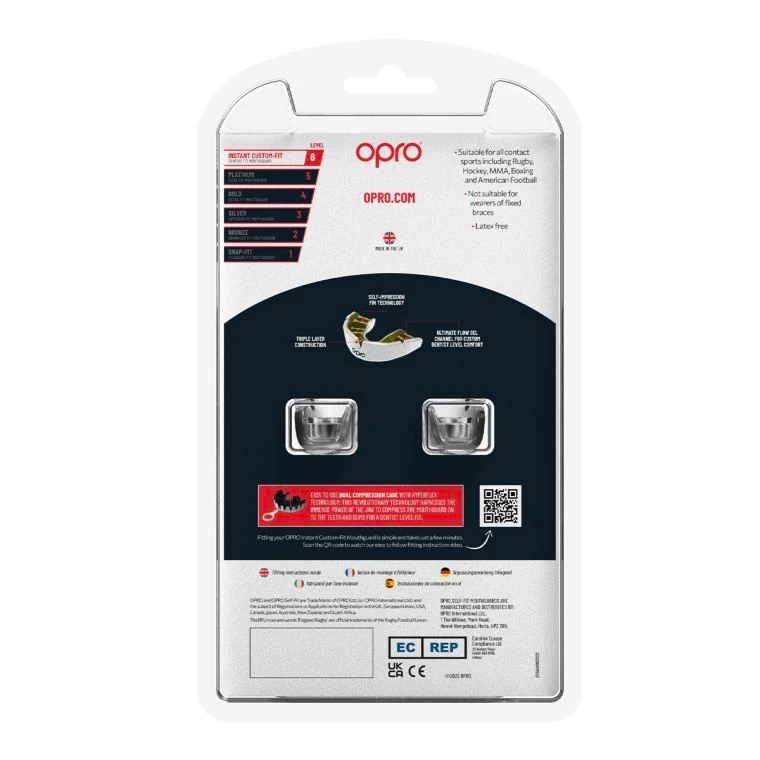Ščitnik za zobe Opro  INSTANT CUSTOM FIT SOLIDS Clear Senior