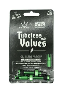 Tubeless ventil PEATY'S  X chris king (mk2) emerald tubeless valves 42mm (ptv2-42-emr-12)