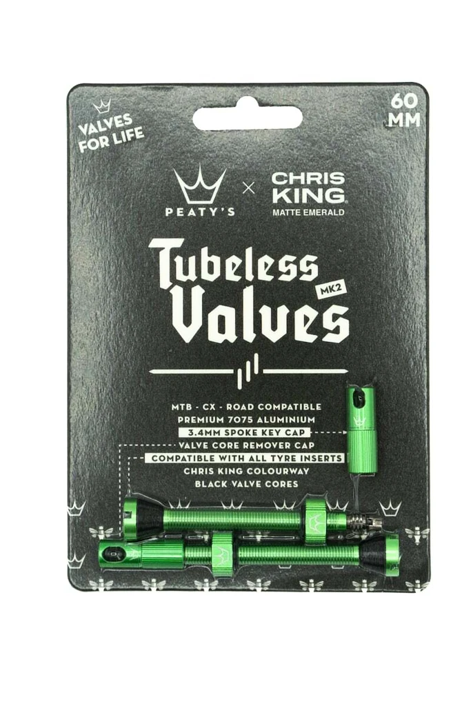 Tubeless ventil PEATY'S  X chris king (mk2) emerald tubeless valves 60mm (ptv2-60-emr-12)