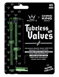 Tubeless ventil PEATY'S  X chris king (mk2) emerald tubeless valves - 80mm (ptv2-80-emr-12)
