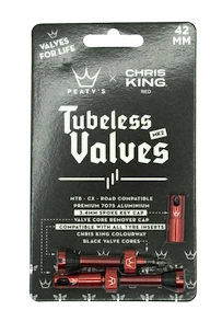 Tubeless ventil PEATY'S  X chris king (mk2) red tubeless valves 42mm (ptv2-42-red-12)