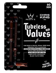Tubeless ventil PEATY'S  X chris king (mk2) red tubeless valves - 80mm (ptv2-80-red-12)