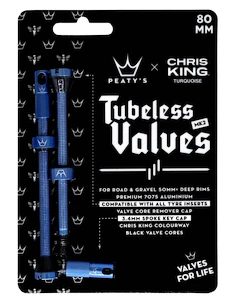 Tubeless ventil PEATY'S  X chris king (mk2) turquoise tubeless valves - 80mm (ptv2-80-trq-12)