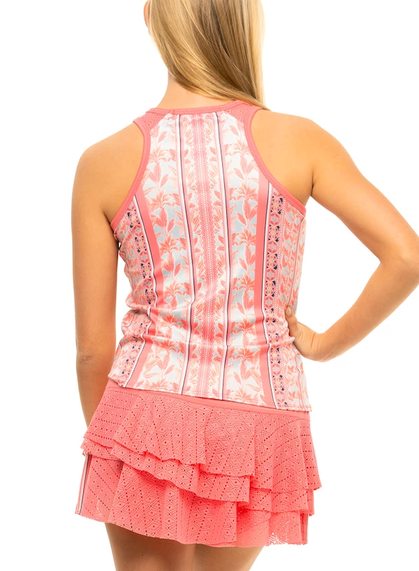 Ženska brezrokavna majica Lucky in Love  Flower Patch Tuck Tank Melon  S