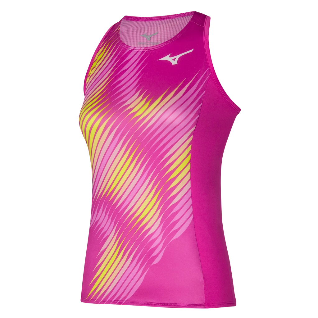 Ženska brezrokavna majica Mizuno  Printed Tank Fuchsia fedora  L