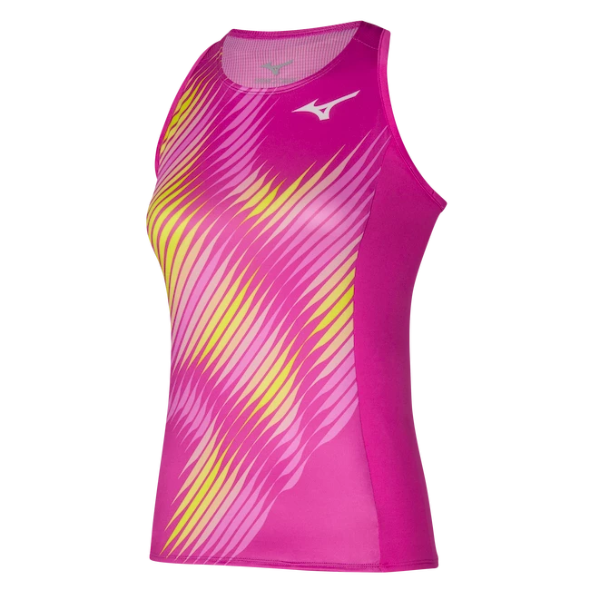 Ženska brezrokavna majica Mizuno  Printed Tank Fuchsia fedora  L