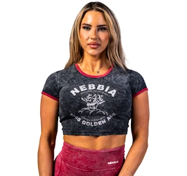 Ženska brezrokavna majica Nebbia NEBBIA x OLYMPIA Washed Crop Top GOLDEN AGE 782 black