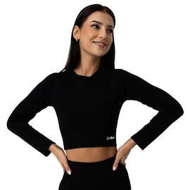 Ženska majica GymBeam FLO Ribbed CropTop Black