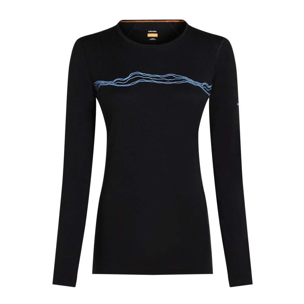 Ženska majica Icebreaker Merino 200 Oasis LS Crewe Mountain Pulse Black