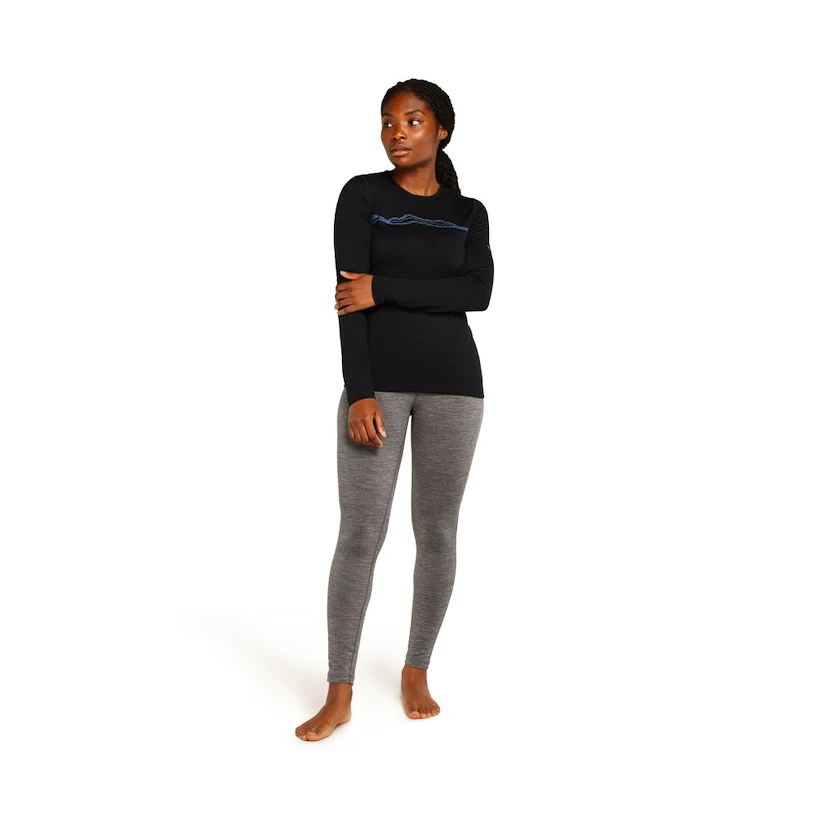 Ženska majica Icebreaker Merino 200 Oasis LS Crewe Mountain Pulse Black