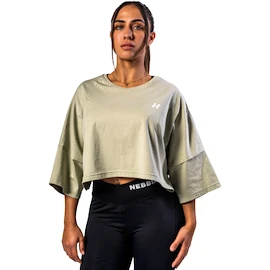 Ženska majica Nebbia STRONG BEAUTY Oversized Cropped Tee JUST FLOW 431 light green
