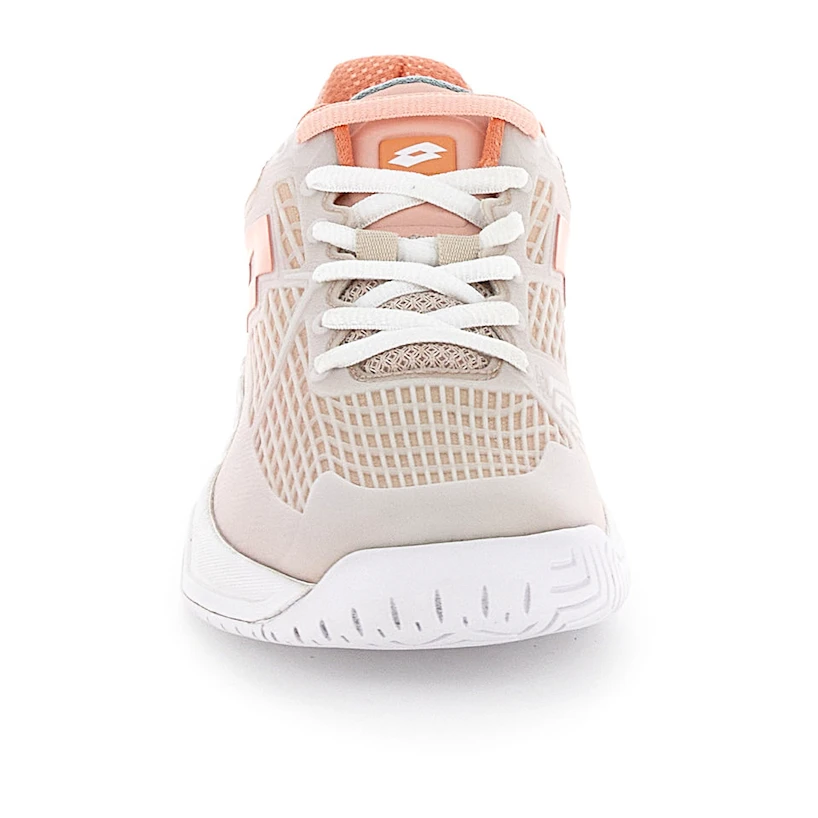 Ženska obutev za tenis Lotto Mirage 100 II SPD W White/Melon Orange
