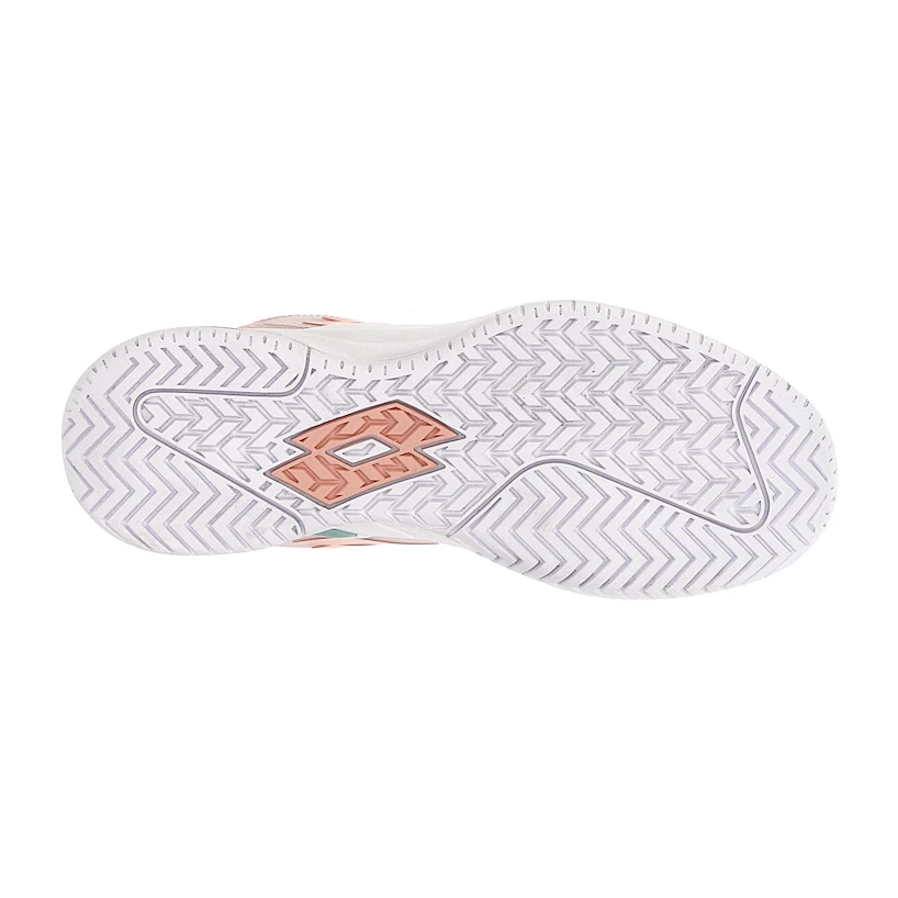 Ženska obutev za tenis Lotto Mirage 100 II SPD W White/Melon Orange