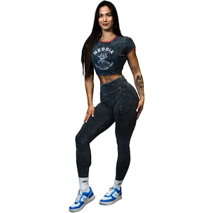 Ženske pajkice Nebbia Washed High Waisted Leggings GYM WARRIOR 776 black