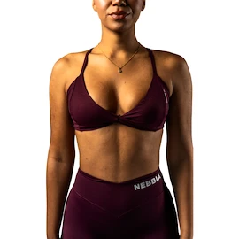 Ženski nedrček Nebbia STRONG BEAUTY Medium-Support Sports Bra TWIST-KNOT 423 dark red